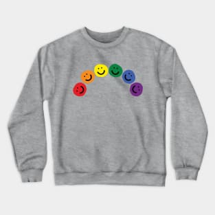 Rainbow Pride Curve Smiley Faces Crewneck Sweatshirt